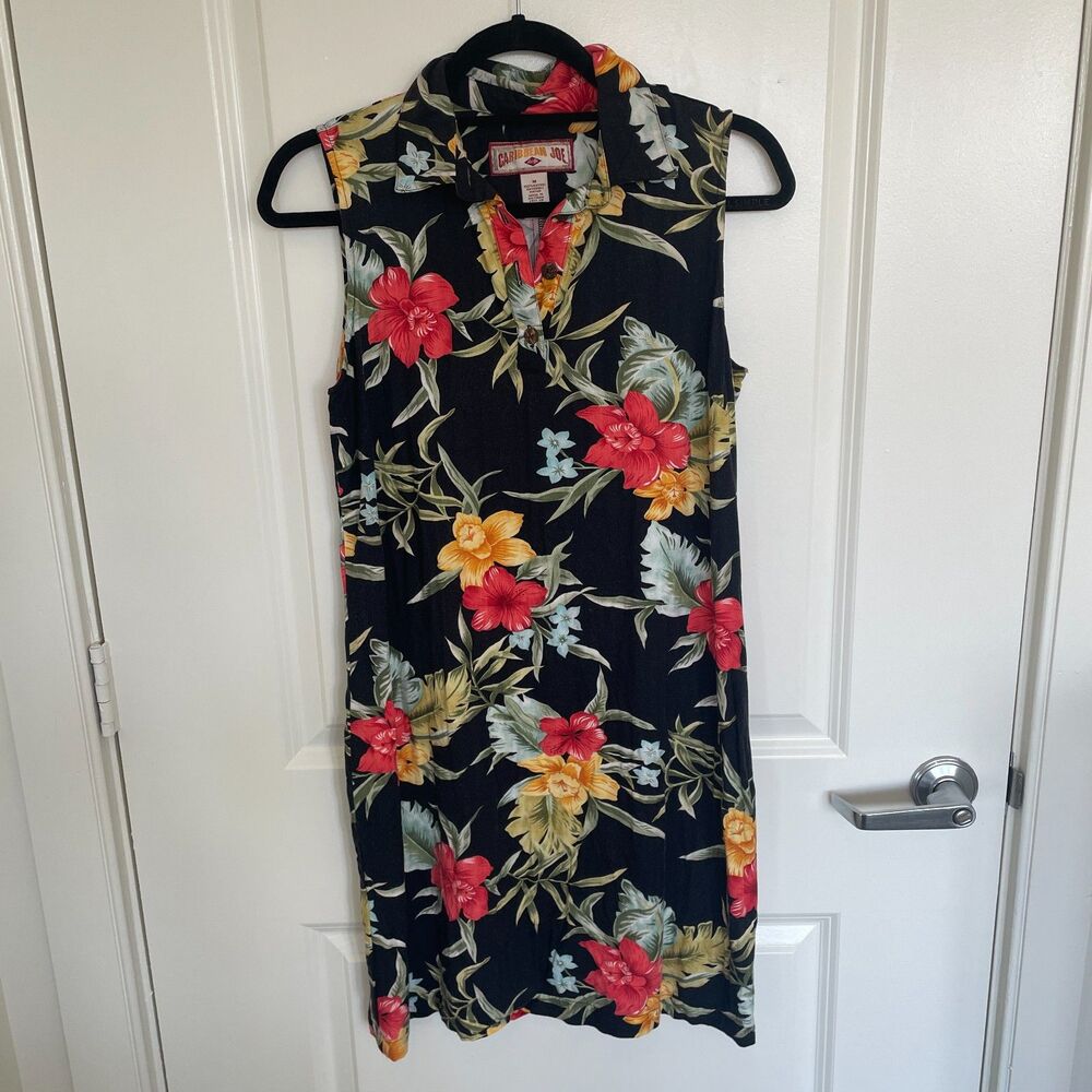 Vtg Caribbean Joe Womens Hawaiian Dress Sz M Tropical Resort Travel Cruise - Picture 6 of 9